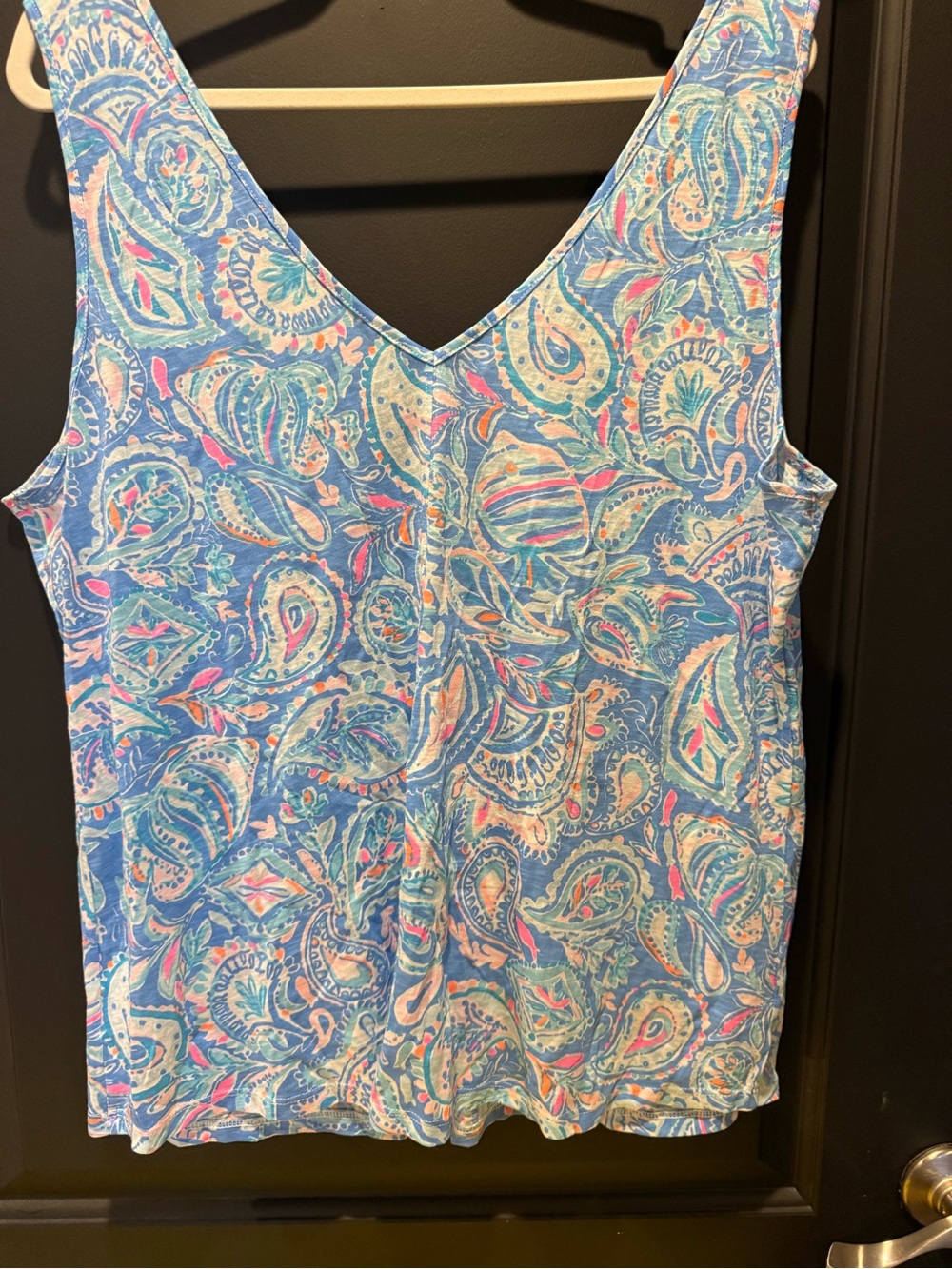 Lilly Pulitzer Light Blue Paisley Tank with Pink & Cream Accents